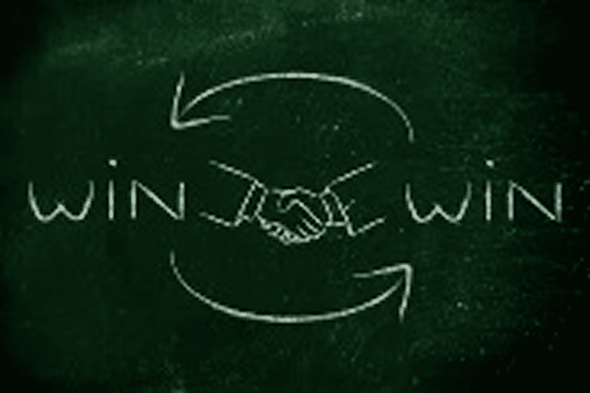 Win-win concept with handshake illustration.